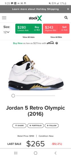 Jordan 5 Olympic size 12