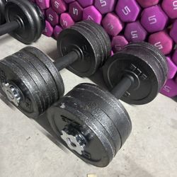 pair of 45lb adjustable dumbbells with plates. 90lb in total $90