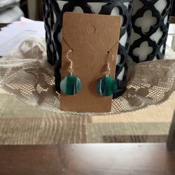 Green Round Earrings