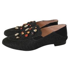 J. Crew Convertible Smoking Slippers Loafers Emdellished Wool Sz 7 New 