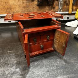 Antique Chinese Scholars Calligraphy Travel Desk Wooden Box Qing Dynasty