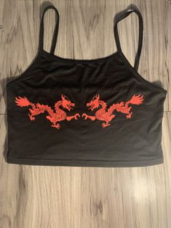 Chinese Dragon Spaghetti Strap Crop Top