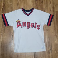 Vtg Sand-Knit 1980s California Anaheim Los Angeles Angels Baseball Jersey MLB