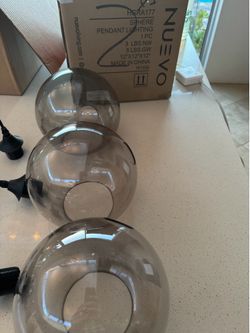Smoked Glass Pendent Lights (3)