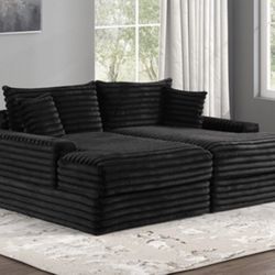 New Black Or White Double Chaise Couch Sofa Oversized Chair With Cup Holders And USB Ports 