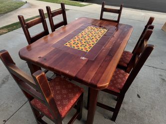 Wood Dining Table Set with 6 Chairs