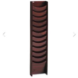 Solid Wood Wall-Mount Literature Display Rack, 11-1/4w x 3-3/4d x 48h, Mahogany By SAFCO PRODUCTS
