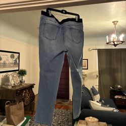 Jeans, Pull on .  XL. -  Like Size 12-14. With Pho Leather Stripes    On Sides. 