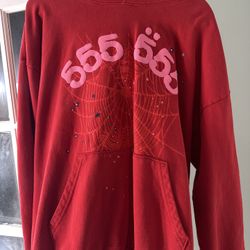 555 Red Angel Sp5der Hoodie Size XL 