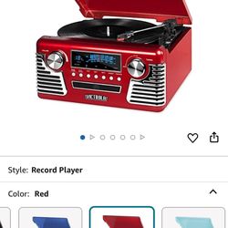 Victrola 50's Retro Bluetooth Record Player & Multimedia Center with Built-in Speakers - 3-Speed Turntable, CD Player, AM/FM Radio | Wireless Music St