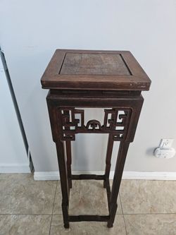 Carved Wood Pedestal Stand