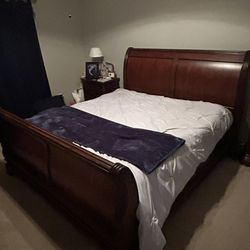 King Sleigh Bed, Dresser And Mirror 
