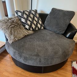 Ashley Faux Leather Oversized  Swivel Sofa Chair 