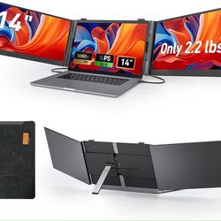 Vixtan 2.2lb Ultra-Light Laptop Screen Extender, 14" Triple Portable Monitor for Laptop, Ultra-Thin 1080P FHD Monitors for 13.3-17.3" Laptops, Triple