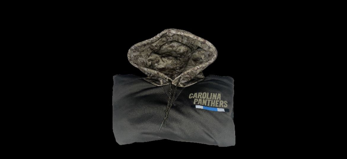 NFL Panthers hoodie camo flag ribbon patches USA Size Medium