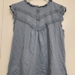 Womens Blue Shirt With Ruffles Womens Size Small