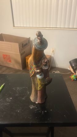 Vintage Wood Motherhood African Kenyan Abstract Sculpture 12” Multi Color
