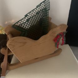 Vintage Christmas sleigh Carmel Wood Hand Crafted 