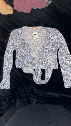 White&Blue Flower Print Small Shirt