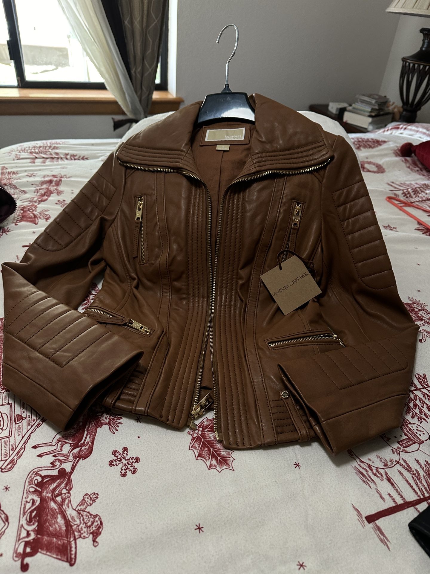 Michael Kors Leather Jacket Brown 