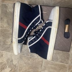 Gucci men’s navy blue high top sneaker Sz 8 
