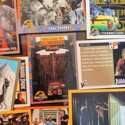 Collector, Vtg Jurassic Park Topps cards. Lot of 14.
