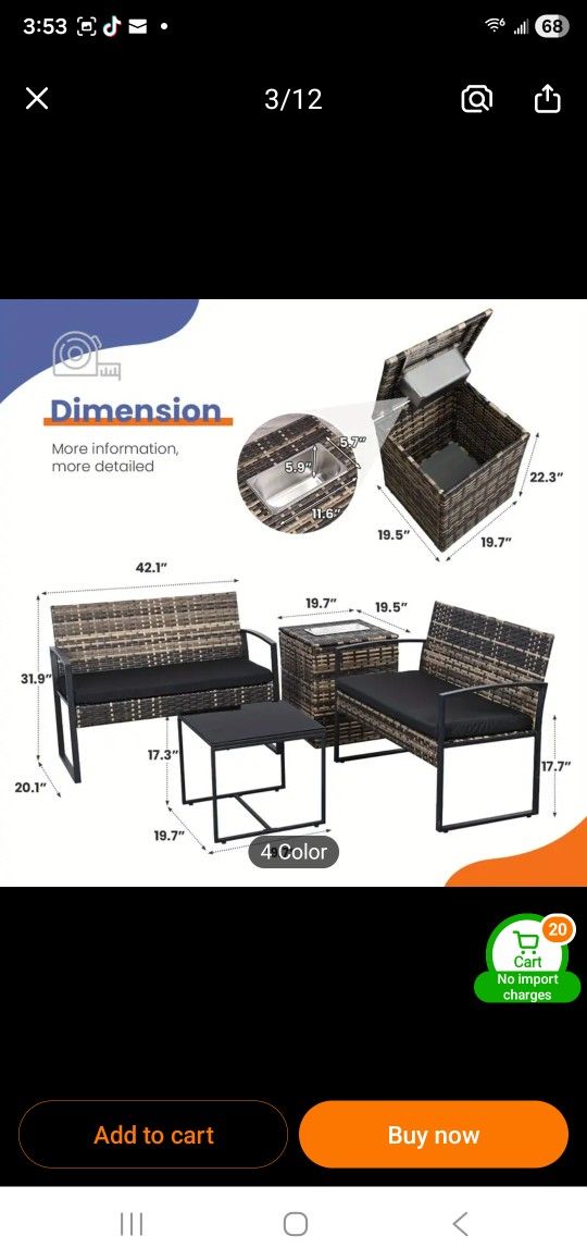 Brand New 4 Pieces Outdoor Funiture Set