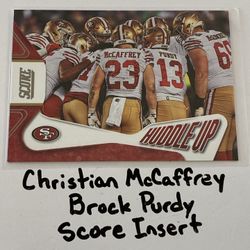 Christian McCaffrey RB Brock Purdy QB San Francisco 49ers Score Short Print Insert Card. 