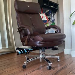 Used Brown Faux Leather Roller Chair