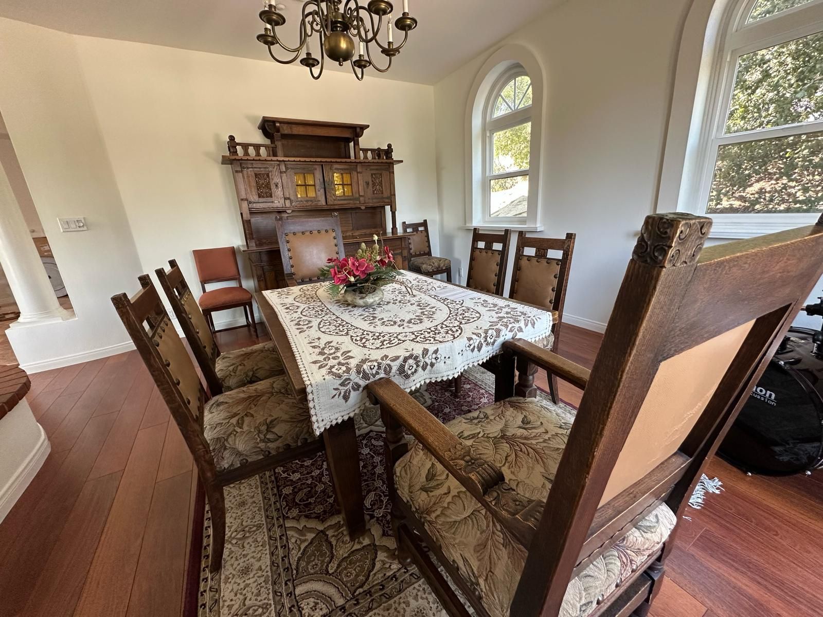 Complete English Oak Arts and Crafts Dining Suite