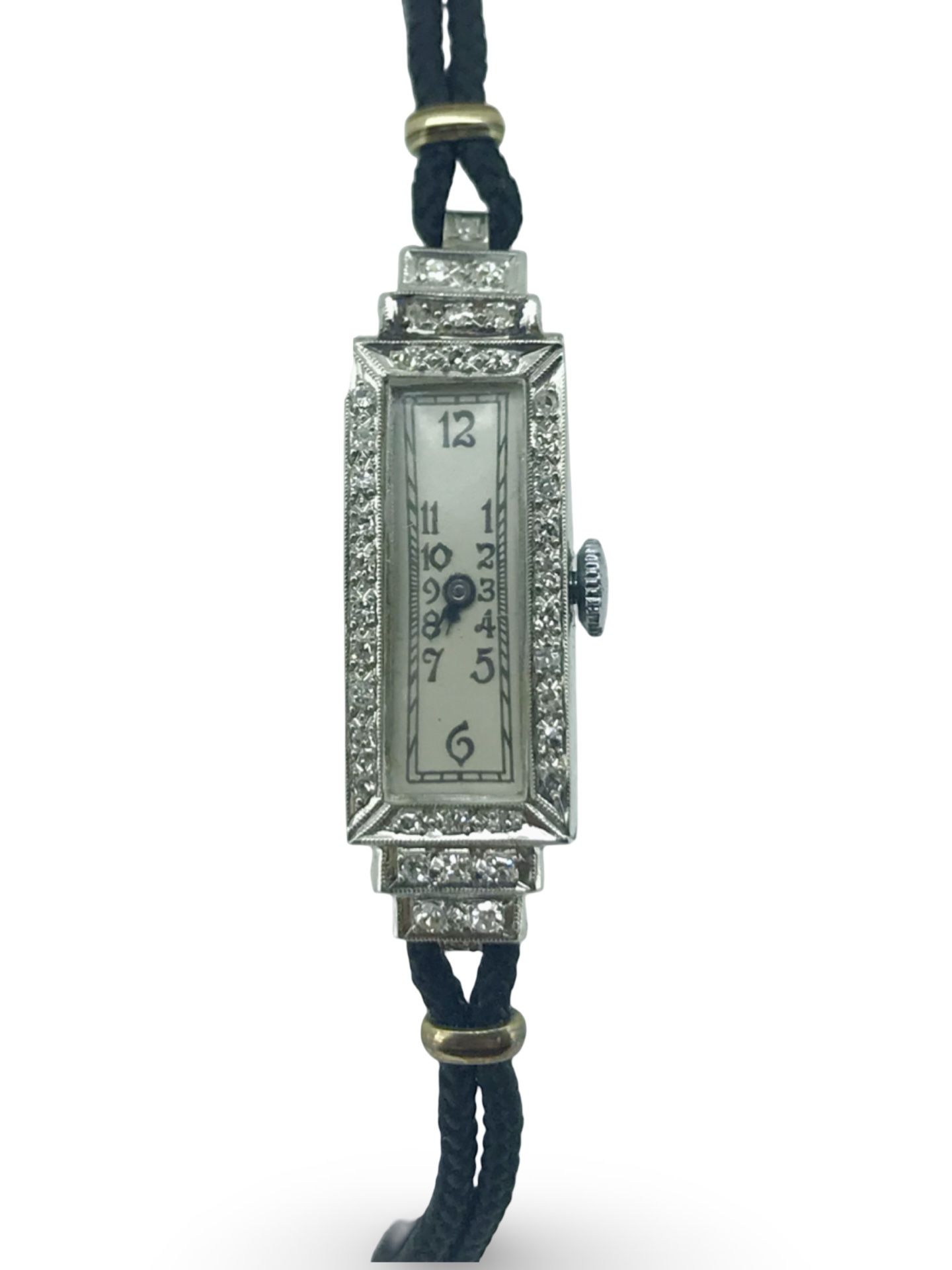 Art Deco Platinum Old Cut Diamond Pyramid Ladies Watch