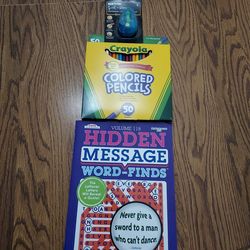 Color Pencils, Word Search and Pencil Sharpener