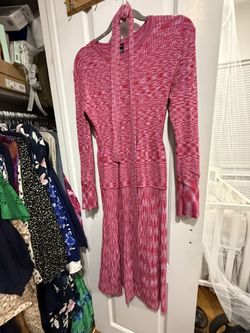 Scoop NYC Pink Long Sleeve Belted Midi Dress