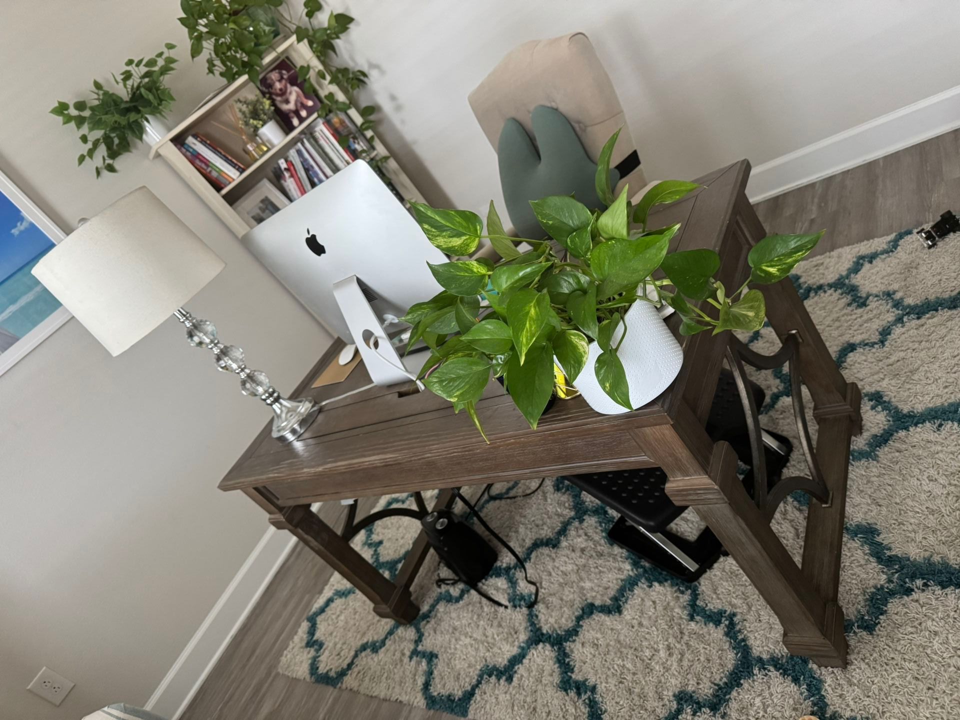 Solid Wood Writing/Computer Desk With Built In Power Outlet