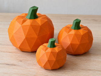 Geometric Pumpkin Trio, 3D Printed Fall Decor, Custom Pumpkin and Stem Colors