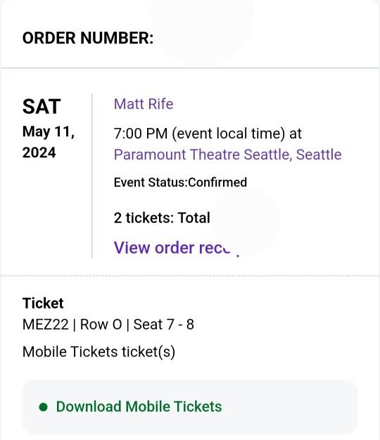 Concert Tickets Matt Rife **tonight**