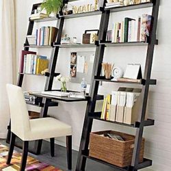 Crate&Barrel Solid Hardwood Sloane Sawyer 3-Piece Leaning Ladder Bookshelf/Display/Desk Wall Unit - Crate & Barrel Crate and Barrel  