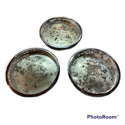 Lot (3) Tommy Bahama Mercury Glass Silver 4.5” 