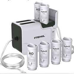 Portable Water Filter with Hybrid and RO Filter, Hiking Water Purifier System for Camping, Survival Gear Purification for Drinking (2 RO Filter +4 Hyb