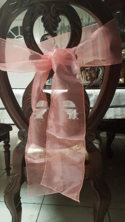 Coral table clothes and Chair Ribbons
