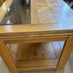 Wood And Glass End Table