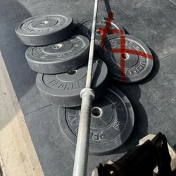 Bumper plates and barbell