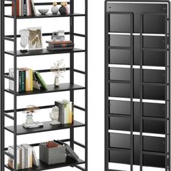 5 Tiers Folding Bookshelf Storage Shelves Vintage Bookcase Standing Racks Study Organizer