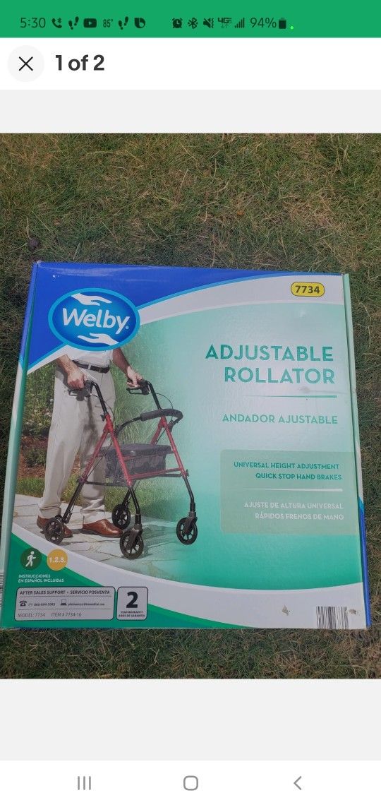 Welby Rollator Walker with 8" Wheels, Adjustable Arms & Basket , up to 300lbs BLOWOUT PRICING! Will DELIVER!
