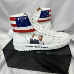 IN HAND TRUMP SHOE- FIGHT FIGHT FIGHT High-Tops (Size M10/W11.5)