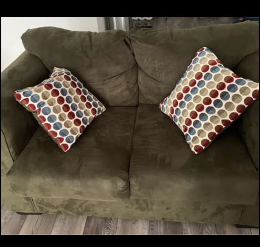 olive green sofa and love seat