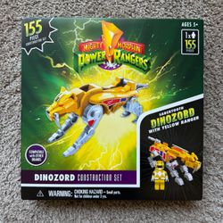 MIGHTY MORPHIN POWER RANGERS DINOZORD 155 PIECE CONSTRUCTION SET SABERTOOTH YELLOW NEW