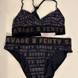 Savage X Fenty Black & Grey Pattern Matching Set 