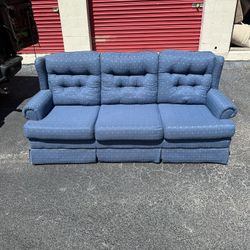 Comfy Nice Blue Sofa, Pull Out Bed