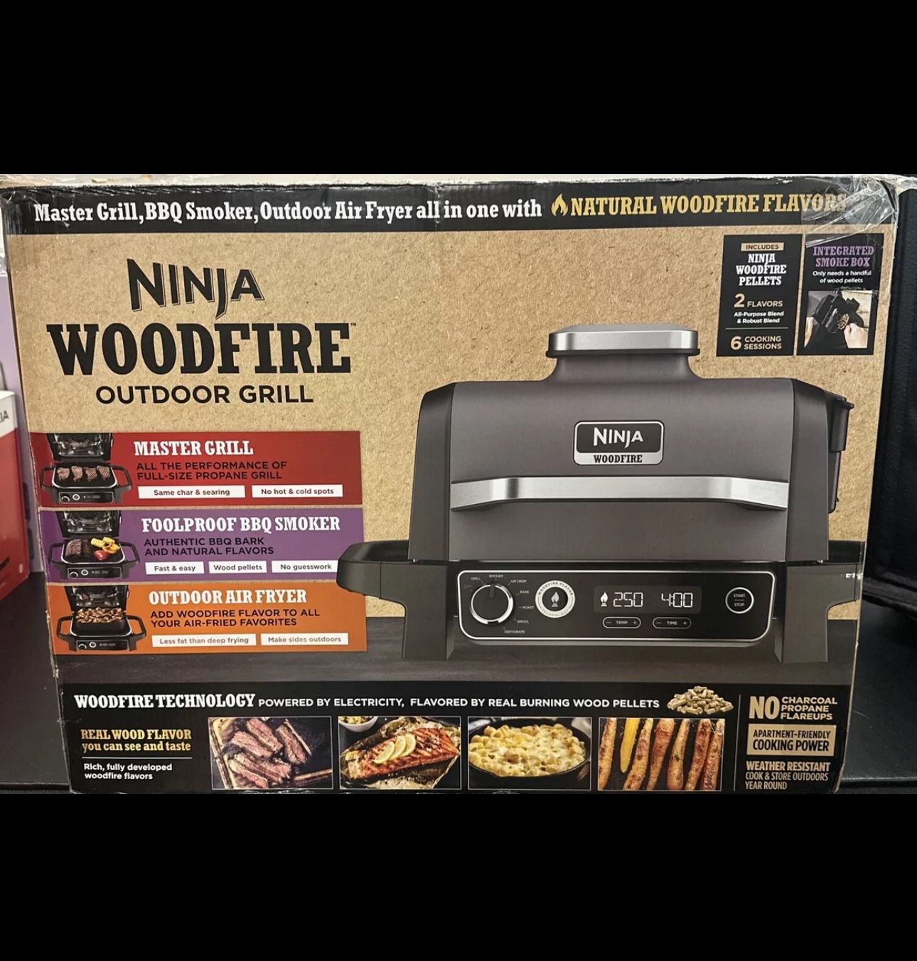 Ninja Woodfire Outdoor Grill & Smoker 7 In 1 Grill BBQ Smoker Air Fryer OG701LW